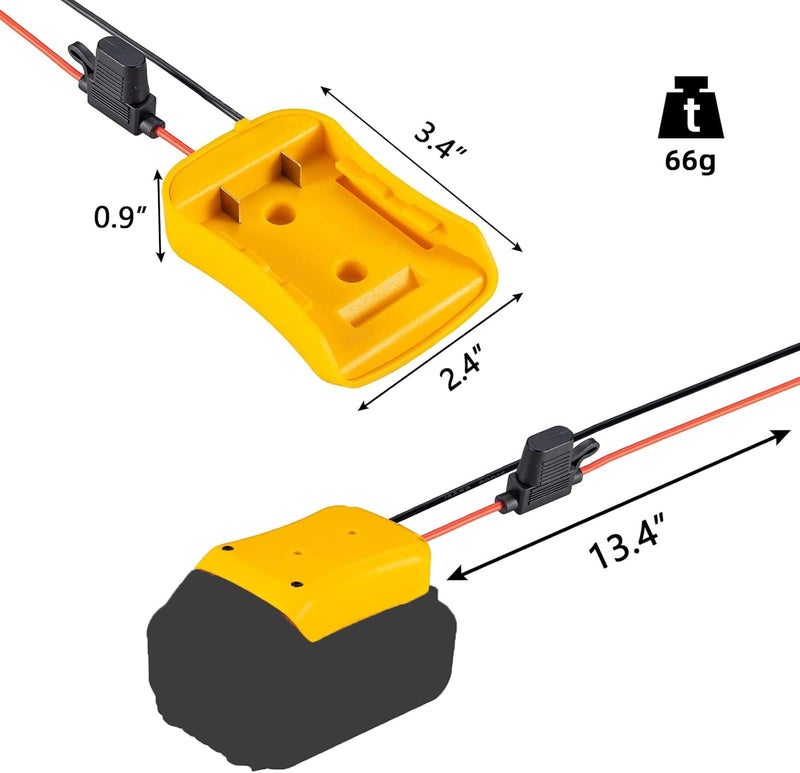 Crivnhar Power Wheel Adapter Compatible for Dewalt 20V Battery with Fuse & Wire terminals, fit for 20V DCB206 DCB200; Power Wheel Battery Converter for Robotics, DIY use - Image 3